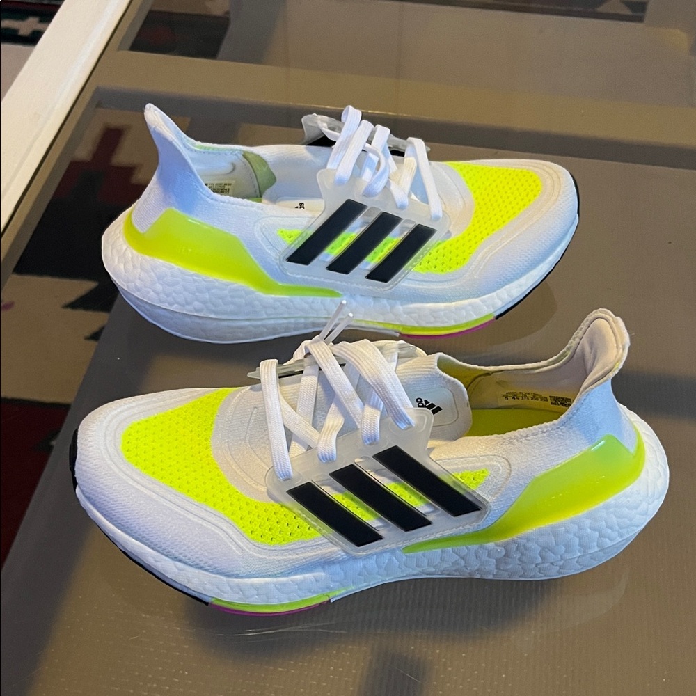 Adidas ultraboost Neon Yellow and White Sneakers